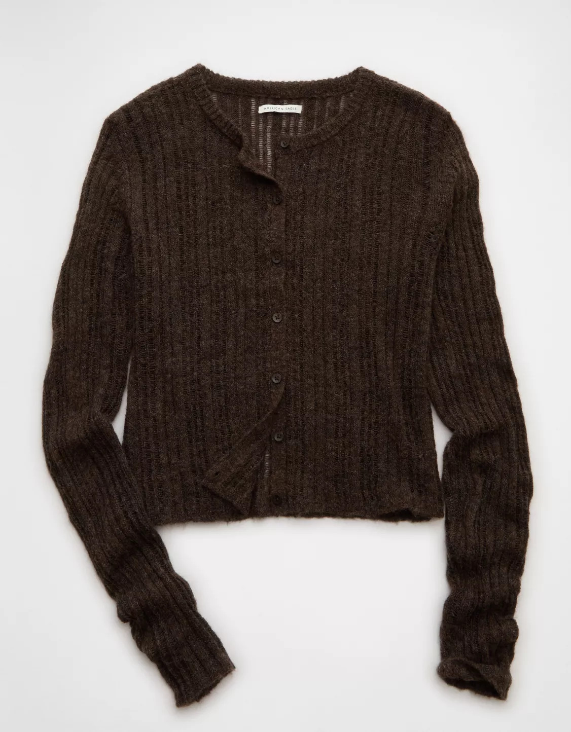 AE Fitted Crew Neck Cardigan | American Eagle Outfitters (US & CA)
