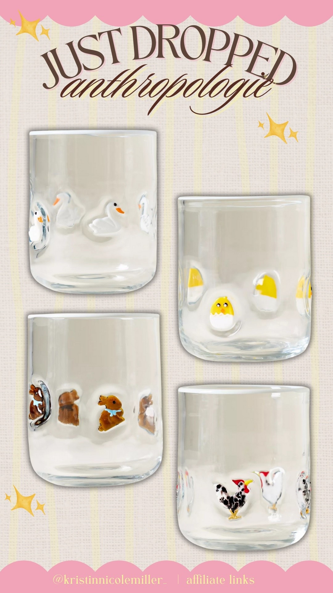 The cutest new icon glasses from anthro! 

Glasses cups Easter spring unique trending viral iced coffee glasses 

#LTKHome #LTKFindsUnder50 #LTKSeasonal