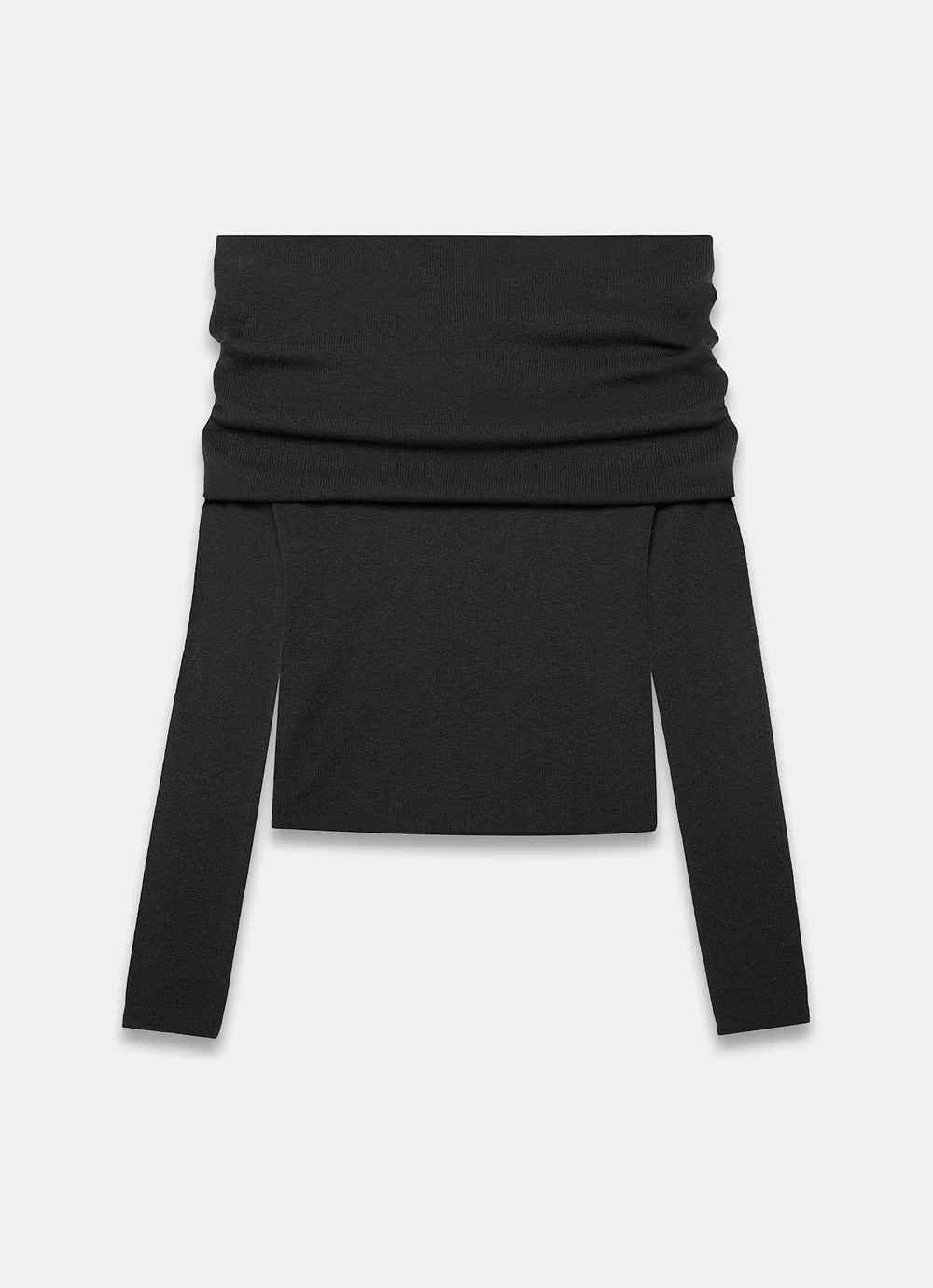 Black Ribbed Bardot Top | Mint Velvet