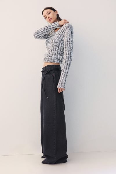 Wide High Jeans - Noir/délavé - FEMME | H&M FR | H&M (FR & ES & IT)