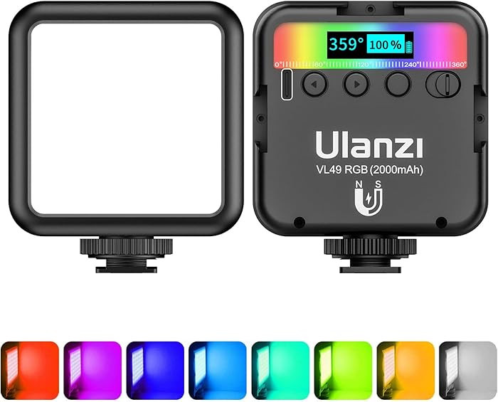 ULANZI VL49 RGB Video Lights, LED Camera Light 360° Full Color Portable Photography Lighting w 3... | Amazon (US)