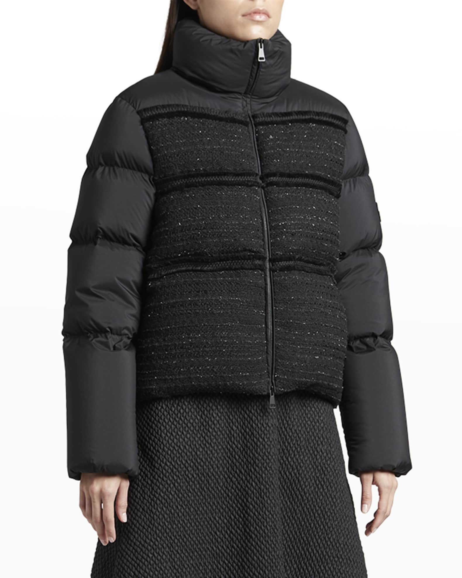 Moncler Aucun Tweed Puffer Jacket | Neiman Marcus