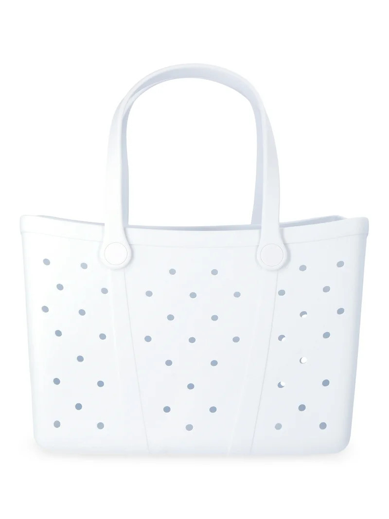 Time and Tru Women's Waterproof EVA Beach Tote Bag, White | Walmart (US)
