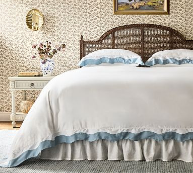 Maya Cotton Sateen Scallop Duvet Cover & Shams | GreenRow