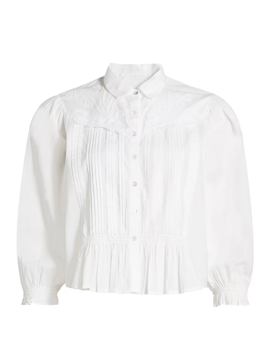 The Tucks And Gathers Cotton Blouse | Saks Fifth Avenue