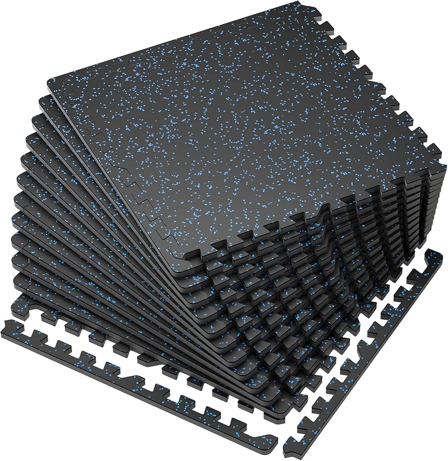 SUPERJARE 0.56'' Thick 12 Pcs 48 Sq Ft Rubber Top Exercise Equipment Mats, High Density EVA Foam ... | Amazon (US)