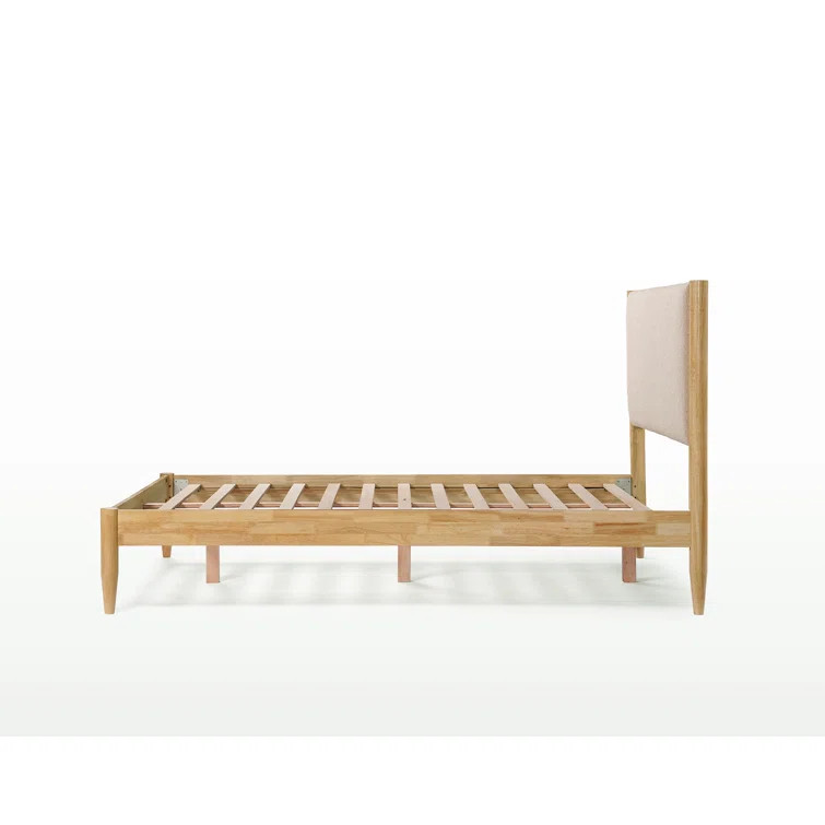 Beiler Solid Wood Boucle Upholstered Headboard Bed Frame | Wayfair North America