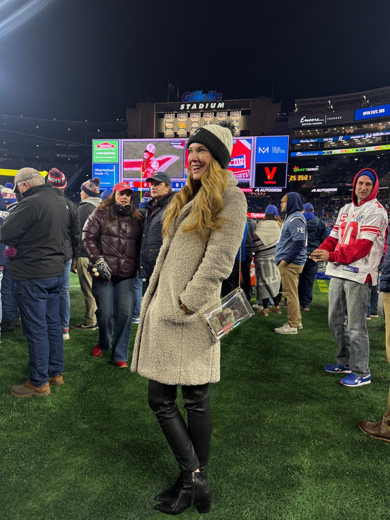 Monday night football on the field! Such a surreal experience!! And happy I was bundled in my teddy bear Sherpa coat! 

#LTKdayinmylife #LTKTravel #LTKSeasonal