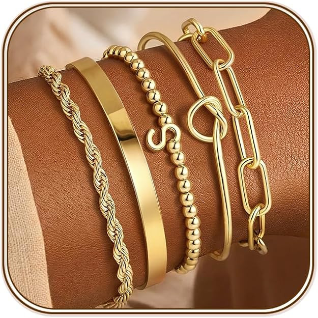 Turandoss Mothers Day Gifts for Mom daughter Trendy, Dainty 14K Gold Plated Initial A-Z Beaded St... | Amazon (US)