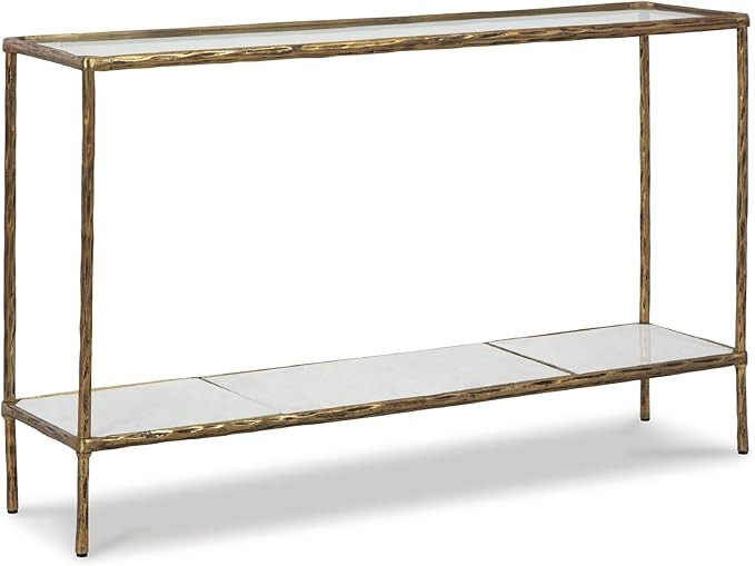 Signature Design by Ashley Ryandale Console Sofa Table, Glass Tabletop, White Marble Lower Shelf,... | Amazon (US)