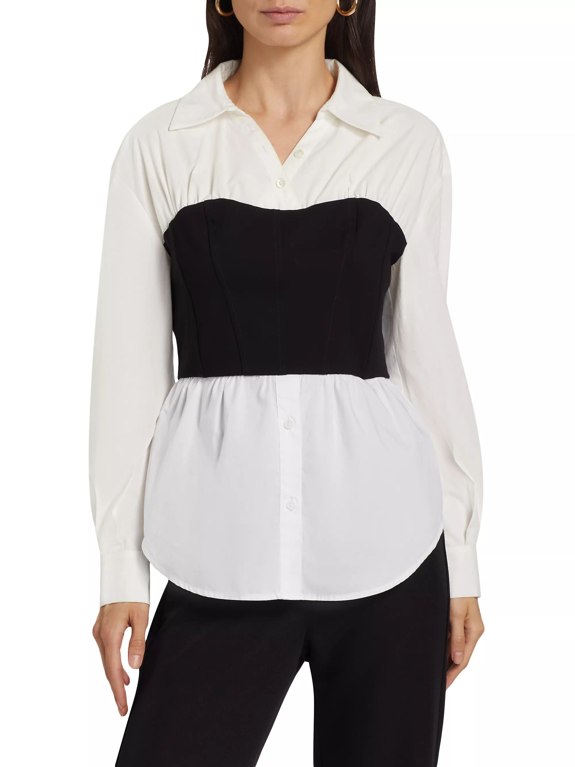 Jolie Cotton-Blend Bustier Shirt | Saks Fifth Avenue