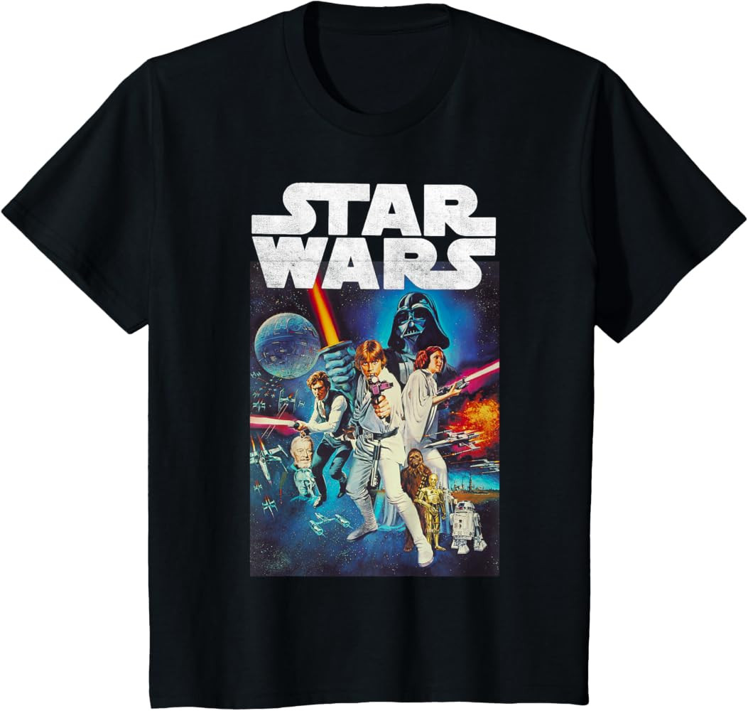 Star Wars Vintage Cast Poster Disney+ T-Shirt | Amazon (US)