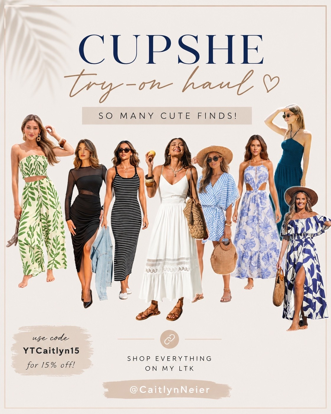 CUPSHE try-on! So many cute finds! I’m wearing a size SMALL in everything for reference. I’m 5’7” + around 130 lbs.

Use code YTCaitlyn15 for 15% off ✨ Everything I’m wearing is linked here!

#CUPSHE #CUPSHEHaul #TryOnHaul #SummerStyle @Cupshe

#LTKTravel #LTKSwim #LTKootd