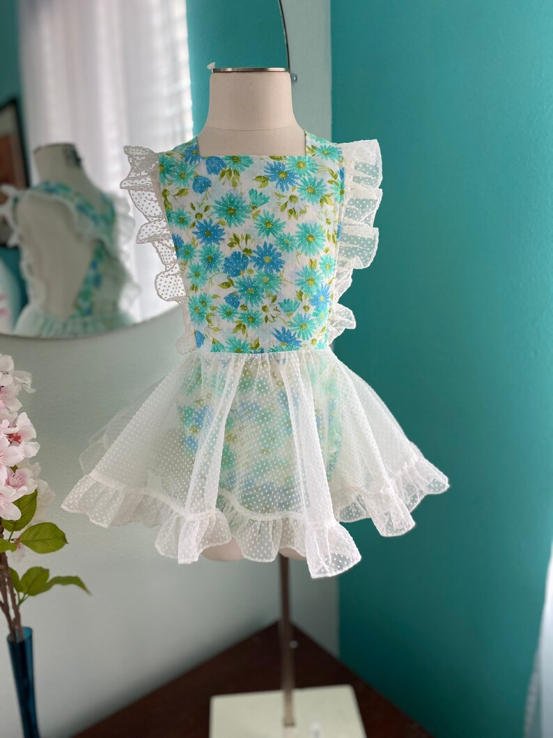 Girls Vintage Flocked Daisy Pinafore Dress Toddler Flocked | Etsy | Etsy (US)
