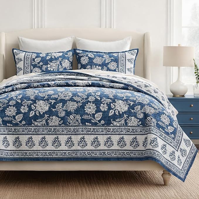 EverGrace Cotton Quilt Set King Size, 100% Cotton Reversible Lightweight Bedspread Coverlet, Vint... | Amazon (US)