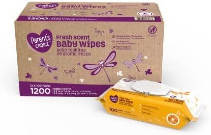 Parents Choice Baby Wipes, 12 packs of 100 (1200 count) (Fresh Scent) | Amazon (US)