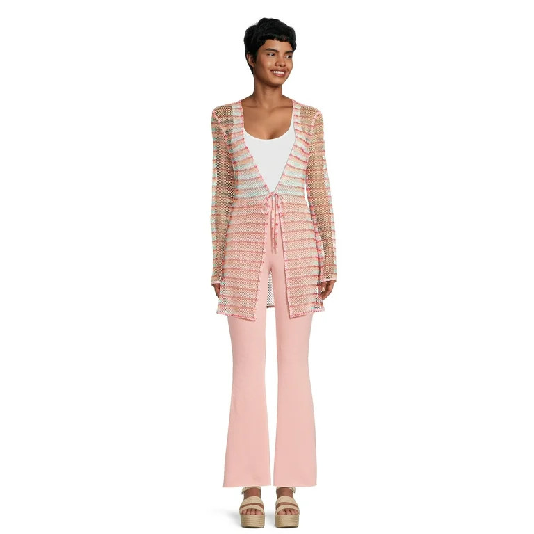 No Boundaries Women's Mesh Layering Piece with Long Sleeves, Sizes S-3XL, Pink Multi | Walmart (US)
