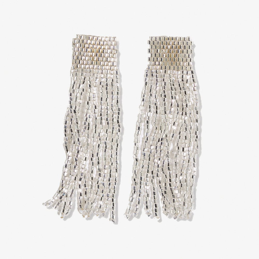 Marilyn Solid Beaded Fringe Earring Silver | INK+ALLOY