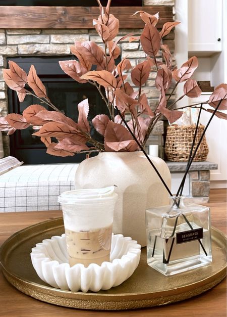 Fall coffee table tray! Fall stems, marble bowl, golden tray, large pot and more!

#LTKstyletip #LTKhome #LTKSeasonal