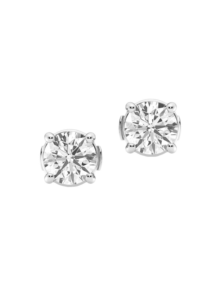 14K White Gold & 2 TCW Lab-Grown Diamond Round Stud Earrings | Saks Fifth Avenue