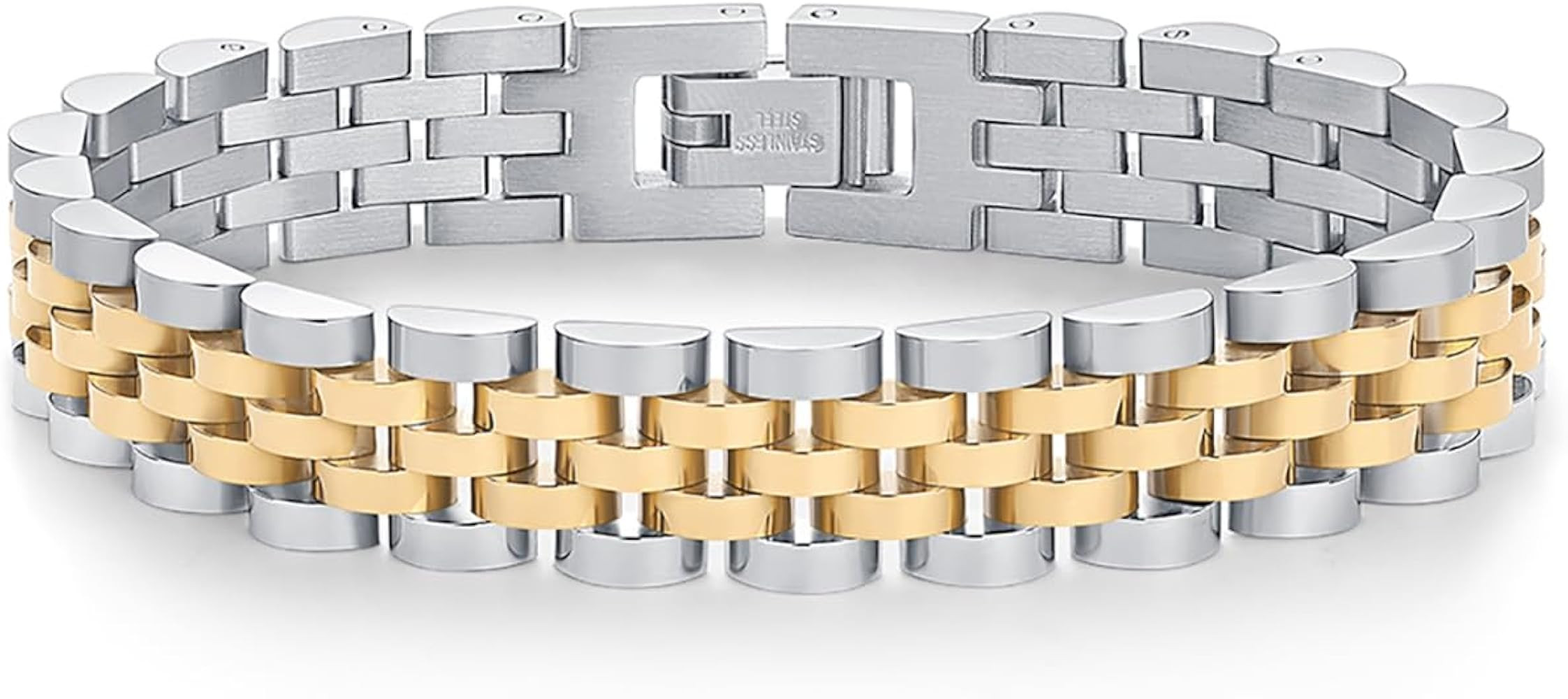 PAVOI 14K Gold Plated Waterproof Watch Strap Chain Bracelet for Women | Two Toned Mixed Metals St... | Amazon (US)