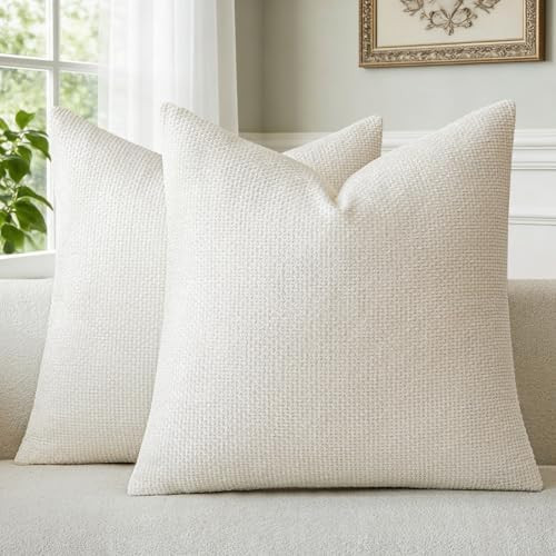 Amazon.com: a moment Ivory Chenille Throw Pillow Covers 16x16 Inch Pack of 2 Modern Decorative Throw Pillow Covers Farmhouse Cross Covers Home Decor for Sofa Bedroom Living Room : Home & Kitchen | Amazon (US)