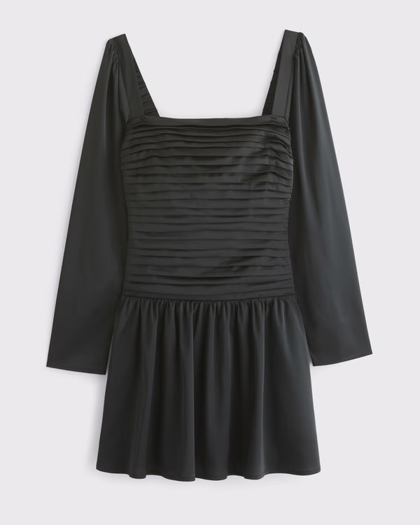 The A&F Emerson Drop-Waist Satin Mini Dress | Abercrombie & Fitch (US)