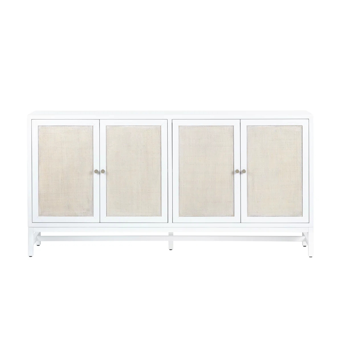 Mordcha 72 in. Rectangular Solid Wood and Raffia White Media Credenza SideboardByRed Barrel Studi... | Wayfair North America