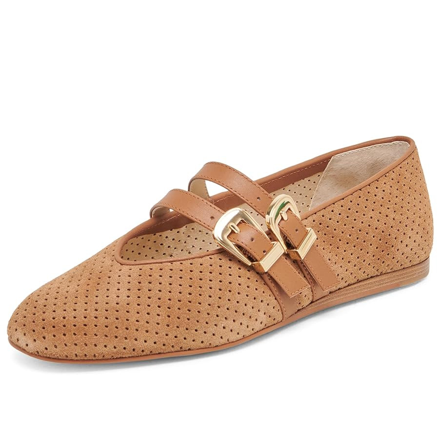 Mary Jane Flats for Women Woven Raffia Round Toe Ballet Flat Comfortable Walking Ballerina Shoes ... | Amazon (US)