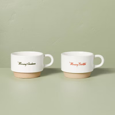 12oz Morning Beautiful & Handsome Stoneware Mugs - Hearth & Hand™ with Magnolia | Target