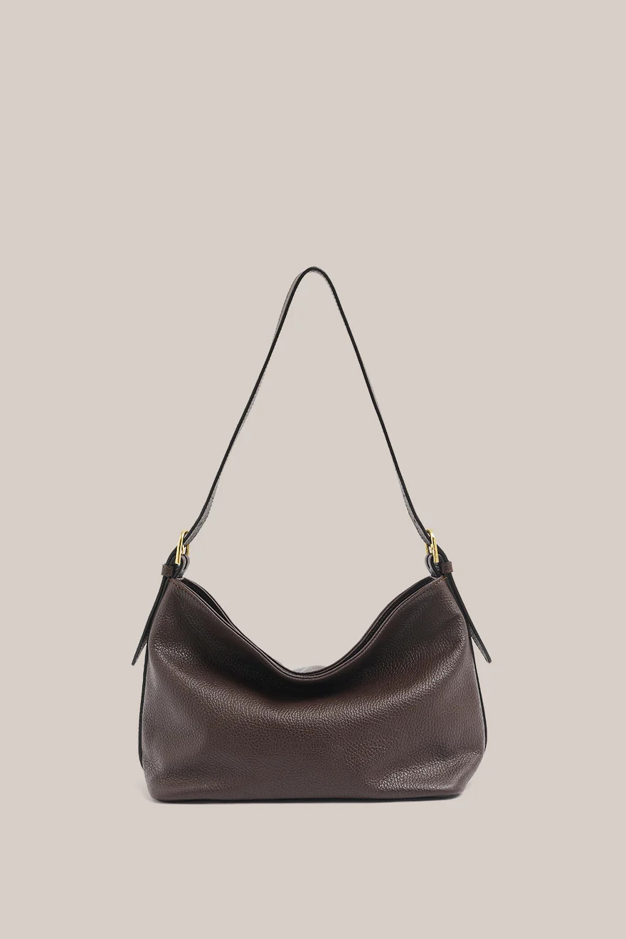 Eden Dark Chocolate Leather Shoulder Bag | VESTIRSI