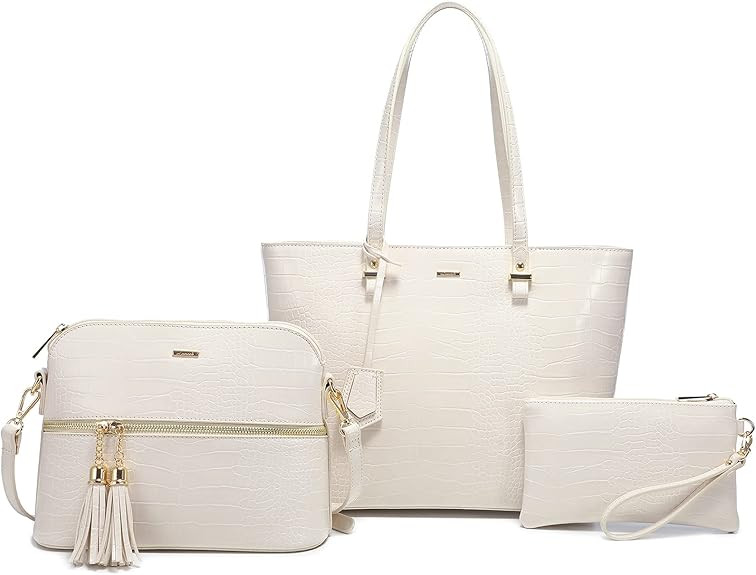 LOVEVOOK Purses and Handbags for Women Shoulder Tote Bag Crocodile Pattern Top Handle Satchel 3PC... | Amazon (US)