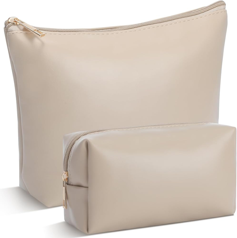 Kigeli 2 Pcs PU Leather Makeup Bag Set for Women Aesthetic Cosmetic Bag Small Toiletry Travel Pou... | Amazon (US)