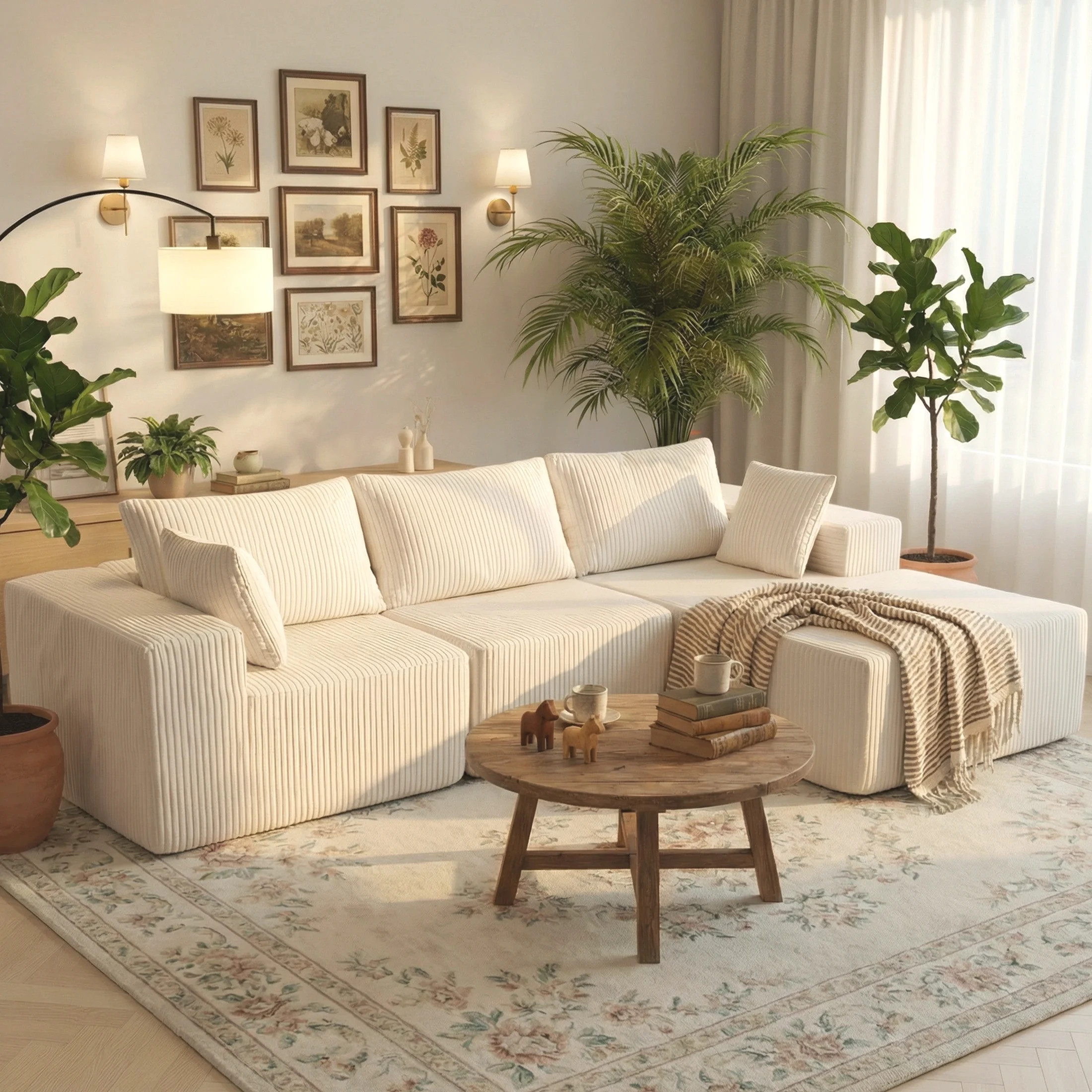 edx 108" Convertible Sectional Couches Comfy Fluffy 4 Seat Memory Foam Sectional Sofa Upholstered... | Walmart (US)