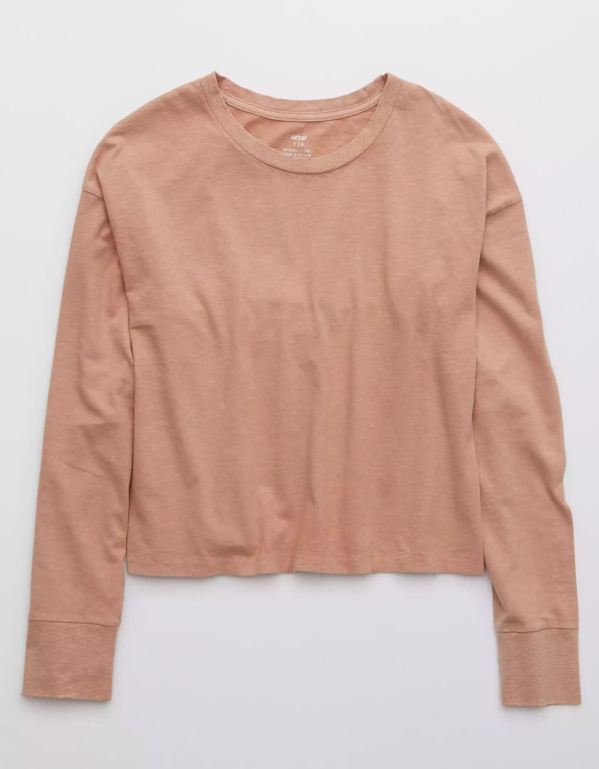 Aerie Boyfriend Long Sleeve Cropped T-Shirt | American Eagle Outfitters (US & CA)