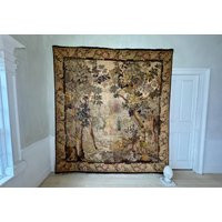 98x88 Antique French Woven Tapestry Handmade Wall Art Hanging Unique Large Verdure Century Aubusson-style Pastoral Landscape Scene | Etsy (US)
