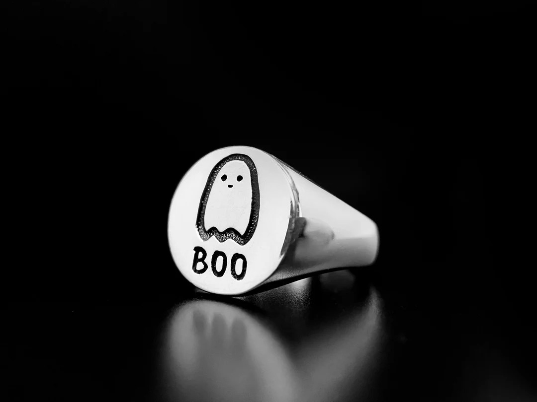 Adjustable Ghost Signet Ring 925 Sterling Silver Pinky Ring Haunted Jewellery Spooky Things Creep... | Etsy (US)
