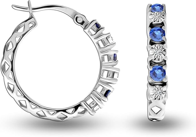 LeCalla Flaunt 925 Sterling Silver Jewelry 0.04 Carat Diamond Gemstone Hoop Earrings for Women an... | Amazon (CA)