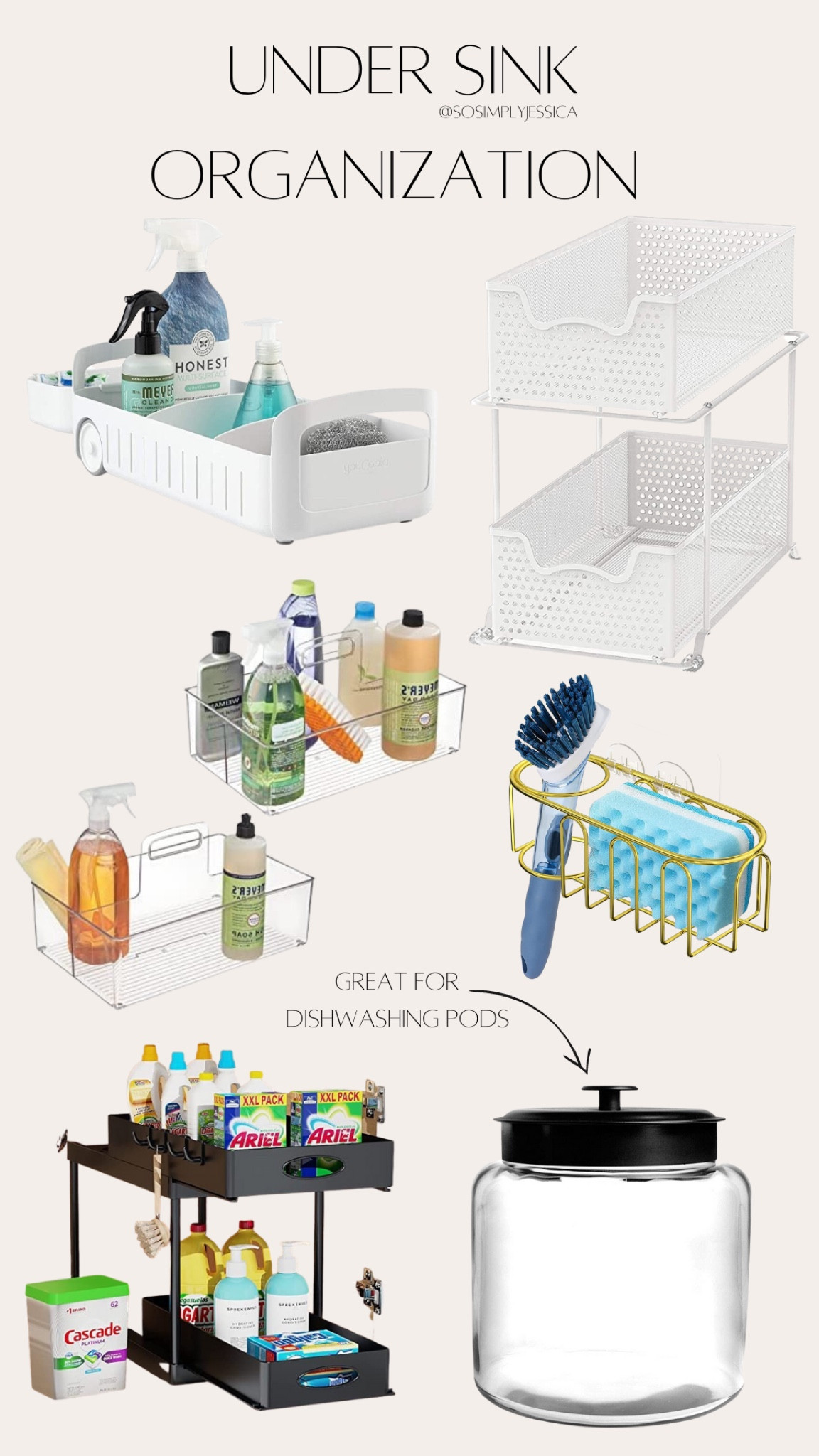 Sink organizer 
Sink organization 
Sponge holder
Storage caddy 
Cleaning supplies 
Glass jar 
Amazon 

#LTKhome #LTKsalealert #LTKFind