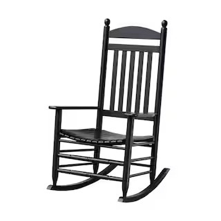 Bradley Black Slat Patio Rocking Chair | The Home Depot
