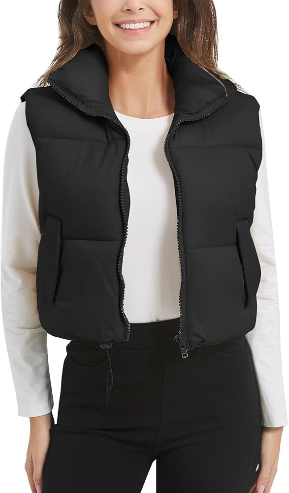 Flygo Puffer Vest Women Cropped Vest Zip Up Stand Collar Sleeveless Lightweight Winter Down Vests... | Amazon (US)