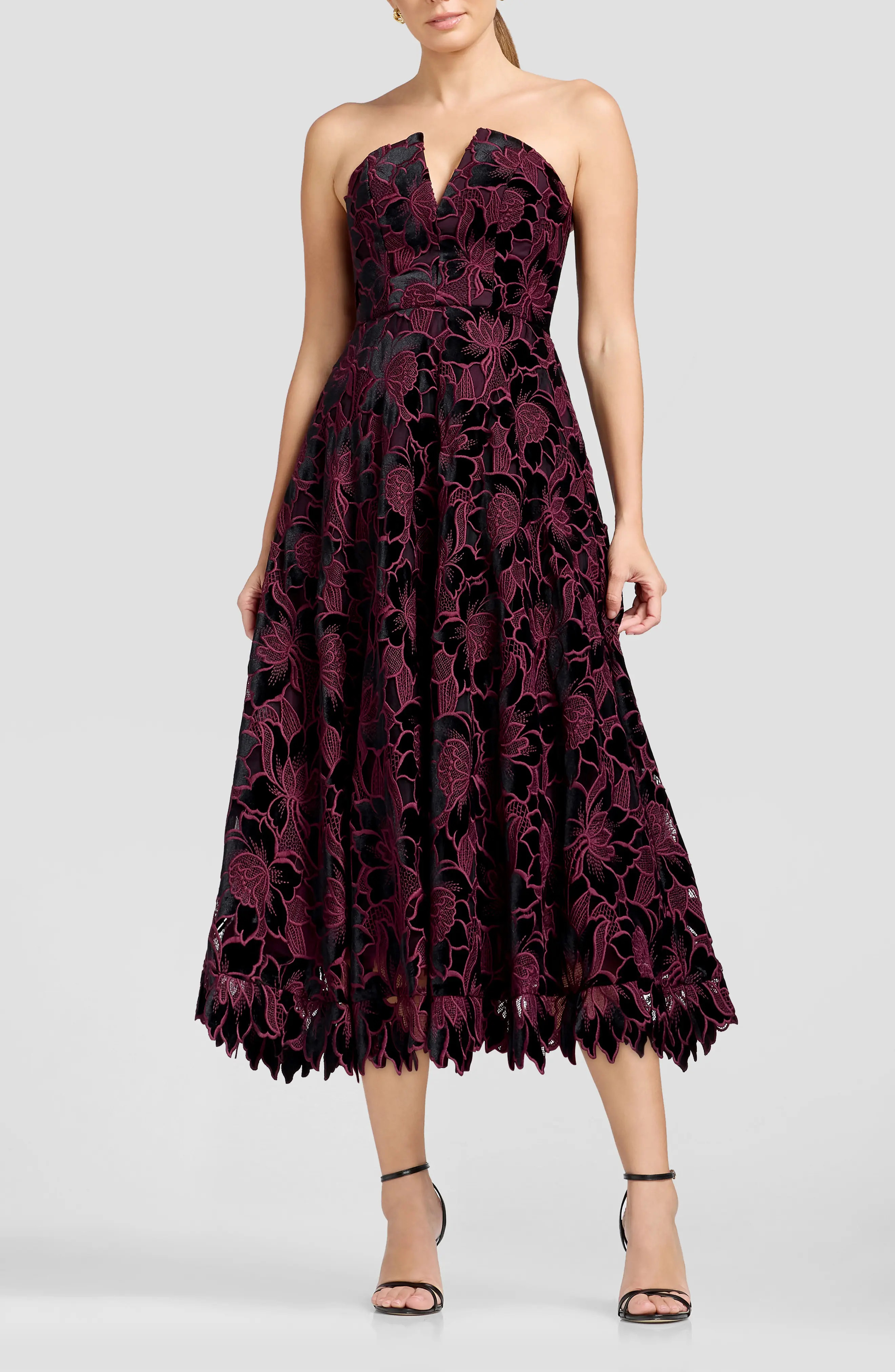 Briella Jacquard Floral Strapless Fit & Flare Dress | Nordstrom