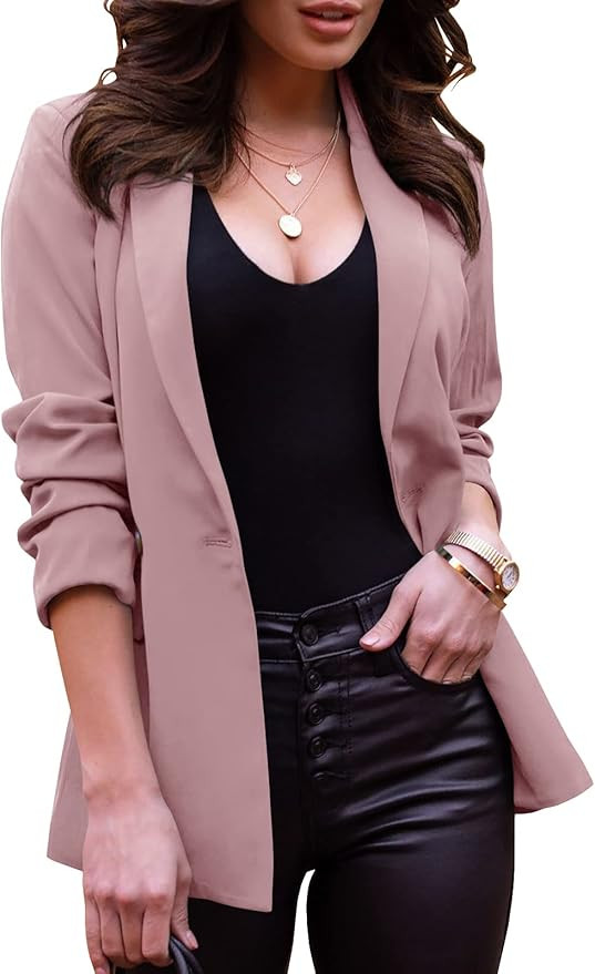 Womens Casual Blazers Long Sleeve Oversized Open Front Business Lapel Button Work Office Jackets ... | Amazon (US)