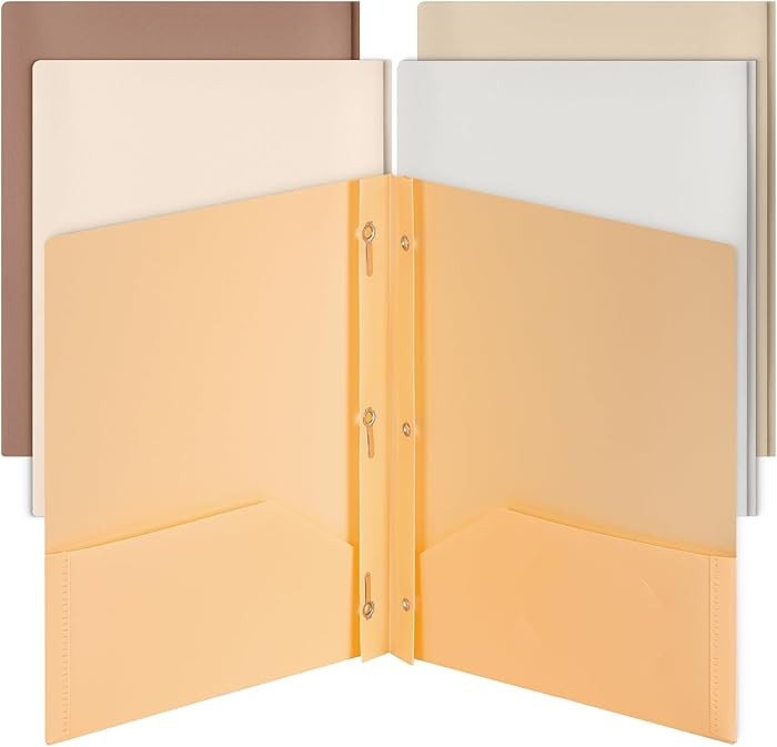 Mr. Pen- Plastic Folders with Pockets and Prongs, 5 Pack, Letter Size, Natural Color, Flexible Pl... | Amazon (US)