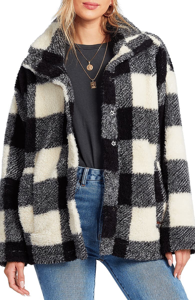 Billabong Cozy Days Check Faux Fur Jacket | Nordstrom | Nordstrom