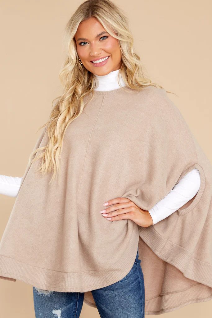 Make Your Mark Tan Poncho | Red Dress 