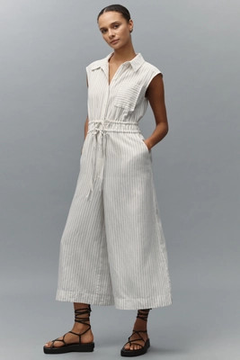 Maeve Cropped Wide-Leg Shirting Jumpsuit | Anthropologie (US)