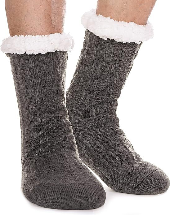 EBMORE Mens Slipper Fuzzy Socks Winter Cozy Fluffy Cabin Warm Fleece Soft Comfy Thick Non Slip Ho... | Amazon (US)