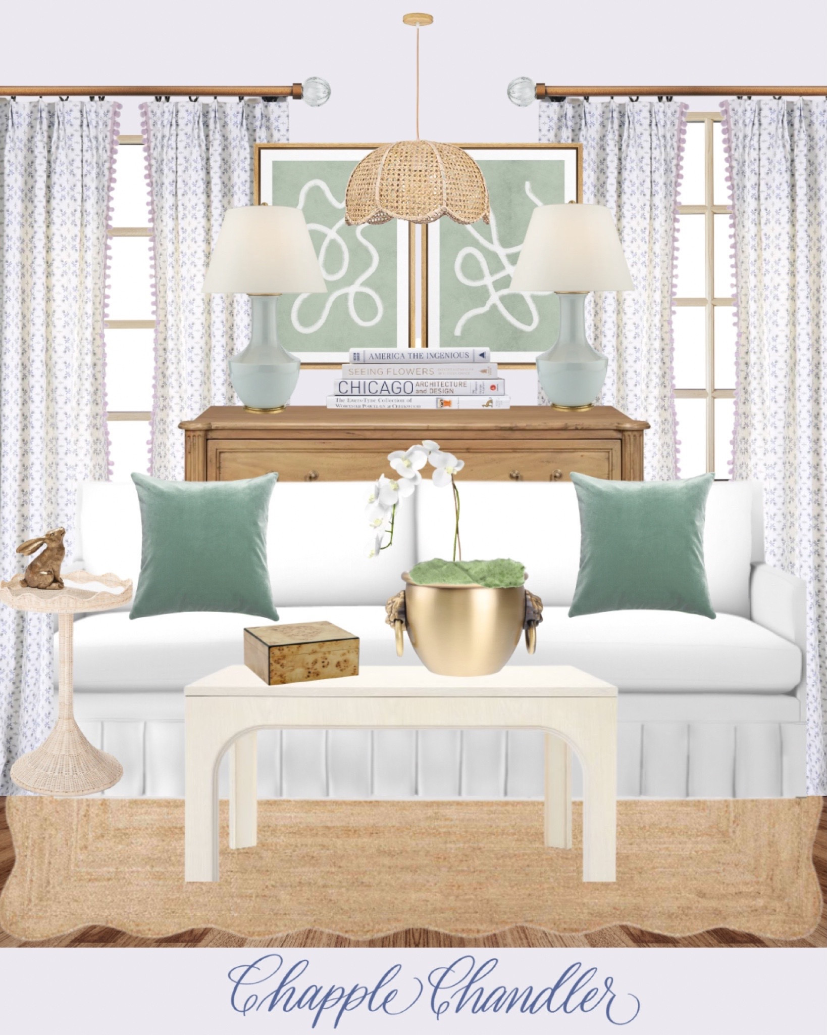 In love with this living room design that I had to repost! 💕

The pleated skirt on the sofa is so elegant, and this coffee table can go with any style decor! These curtains are from a quality brand specializing in custom draperies and pillows! Every detail from the lamps, art, lighting, rug, chest of drawers, and accents all work so well together! Shop this post at the links below!

#LTKhome #LTKstyletip #LTKfindsunder100