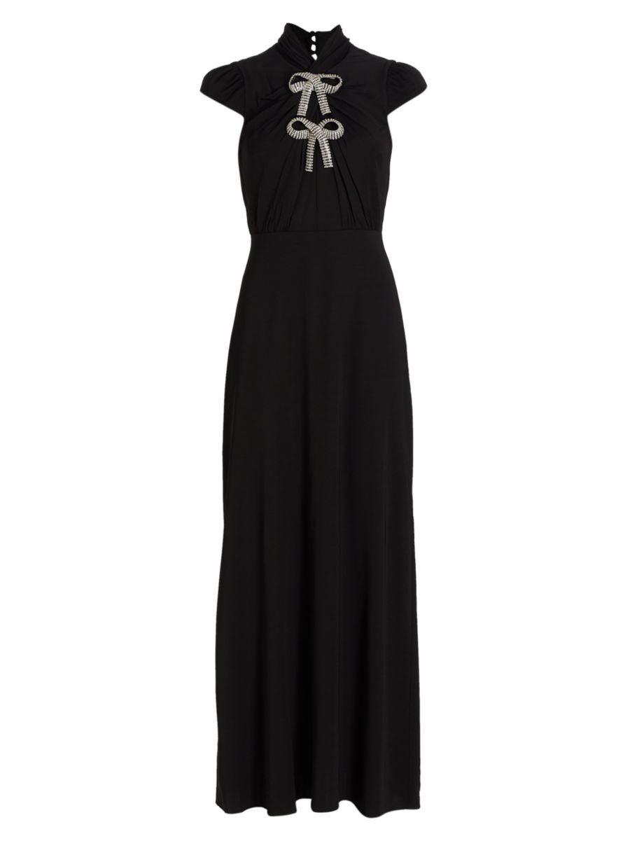 Crystal Bow Crepe Maxi Dress | Saks Fifth Avenue